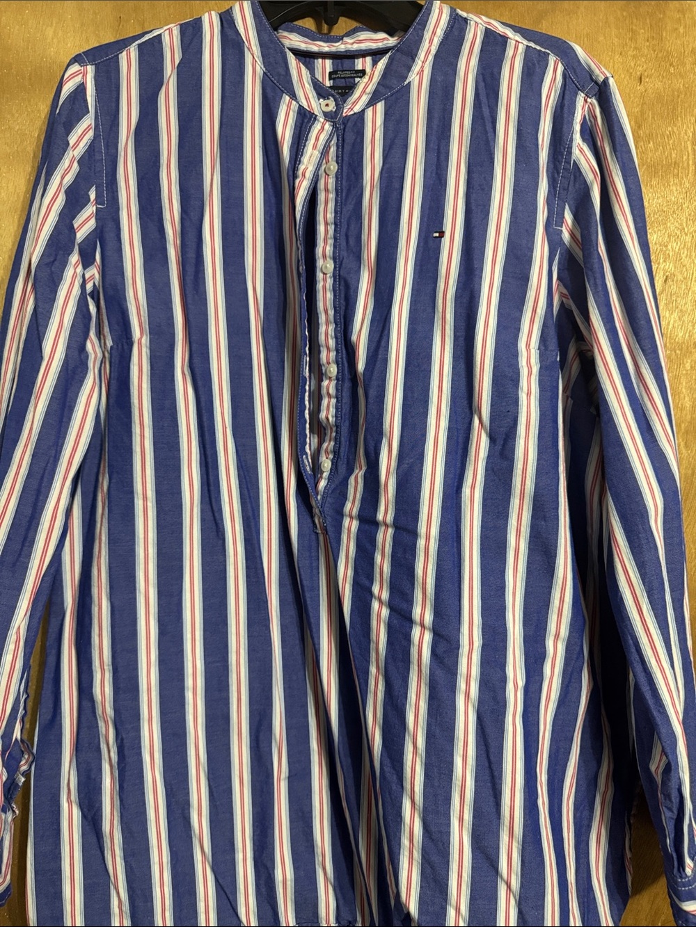 Tommy Hilfiger Blue, White & Red Vertical Stripe Button-Down Shirt